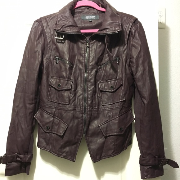 Kenneth Cole dark Plum Leather Moto jacket