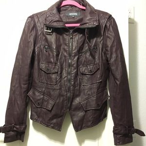 Kenneth Cole dark Plum Leather Moto jacket