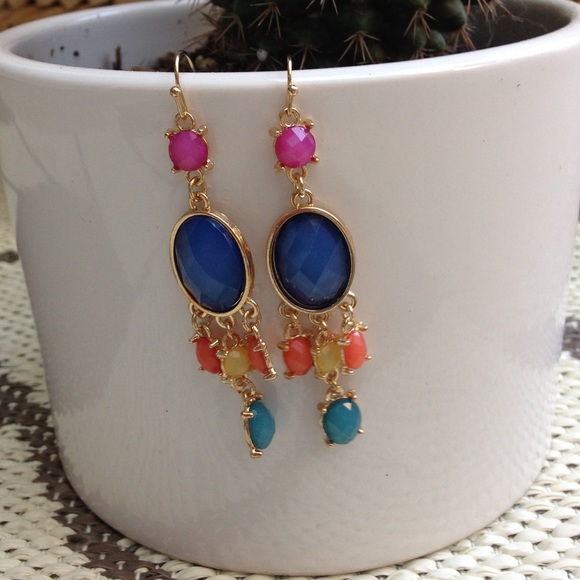 Multi-Colored Drop Earrings - Picture 2 of 2