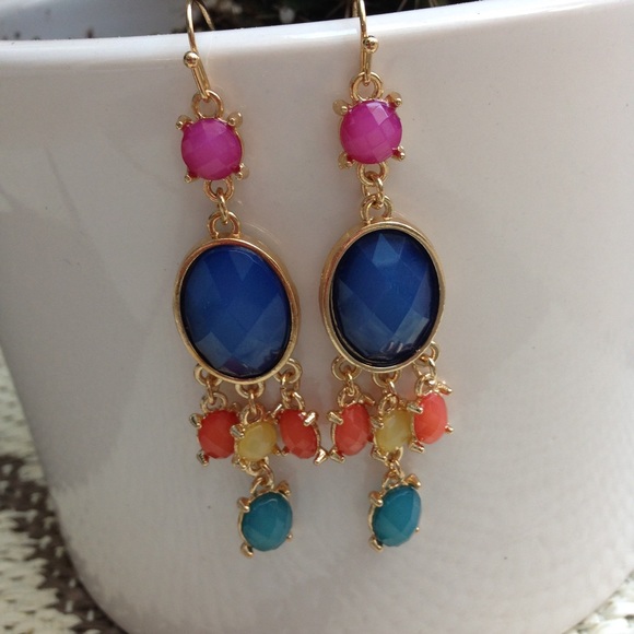 Multi-Colored Drop Earrings - Picture 1 of 2