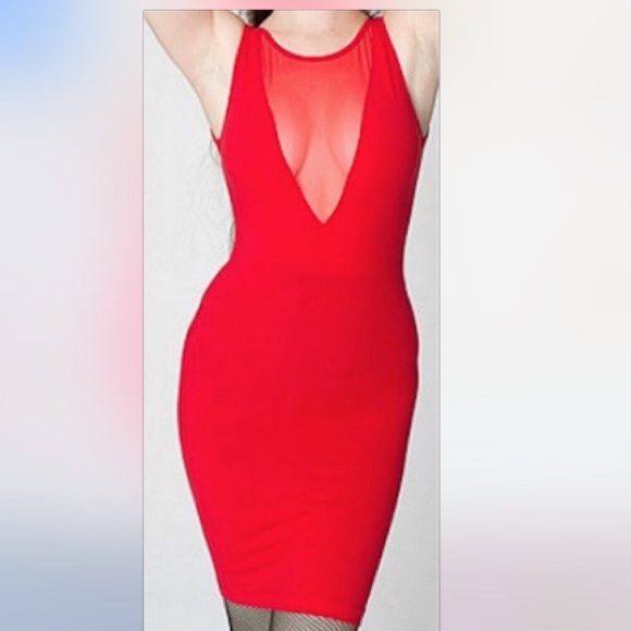 Sleeveless Mesh V Dress