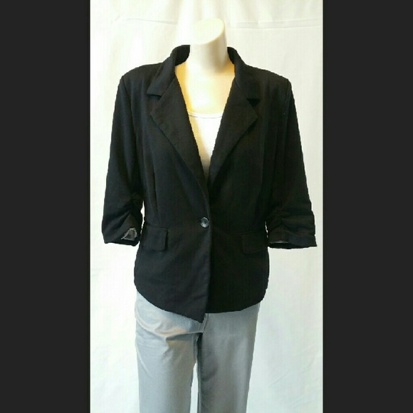 Black 3/4 Sleeve Blazer, Jacket Sz M