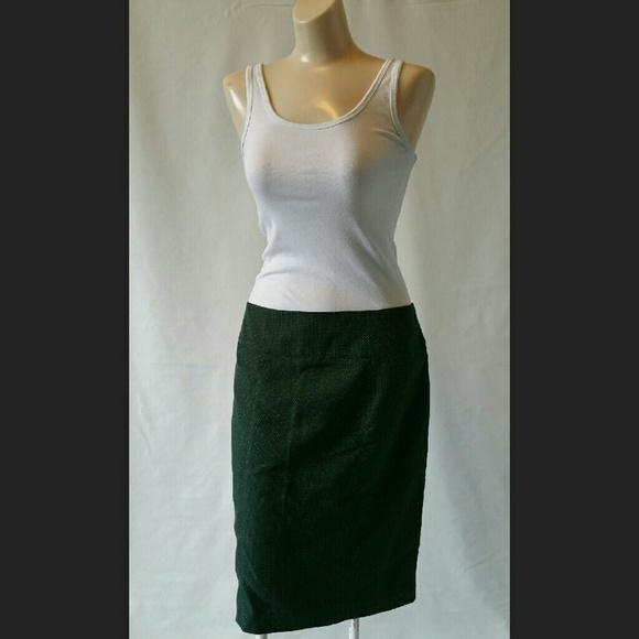 Green and White Polka Dot Pencil Skirt Sz 8