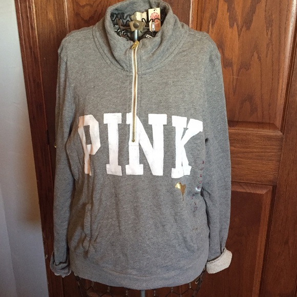 PINK Victoria's Secret Tops - 3/4 Zip PINK Hoodie NWT