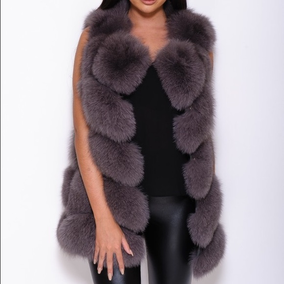 Fur vest/gilet black