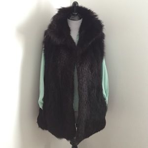 Authentic fox fur vest with dramatic high collar