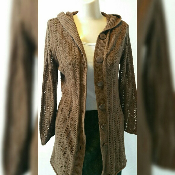 GAP Brown Hooded, Knit Lightweight Sweater Sz XXL