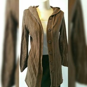 GAP Brown Hooded, Knit Lightweight Sweater Sz XXL