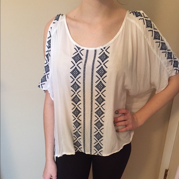White with blue details blouse from Aeropostale