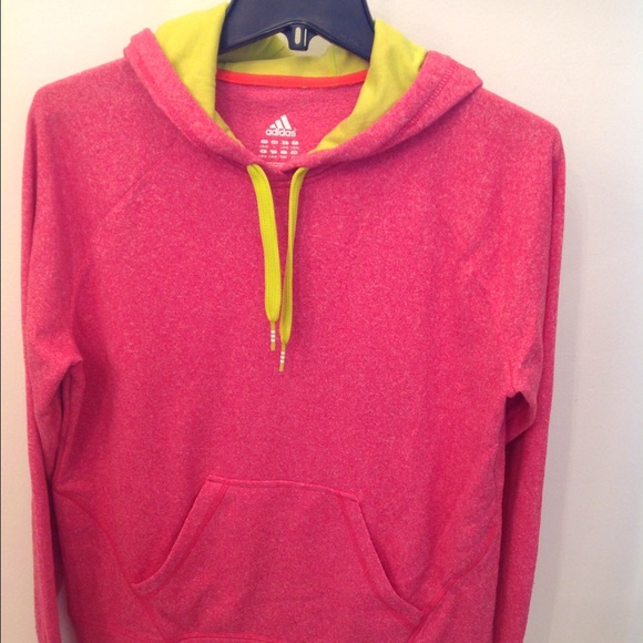 Adidas Pink and Yellow Hoodie