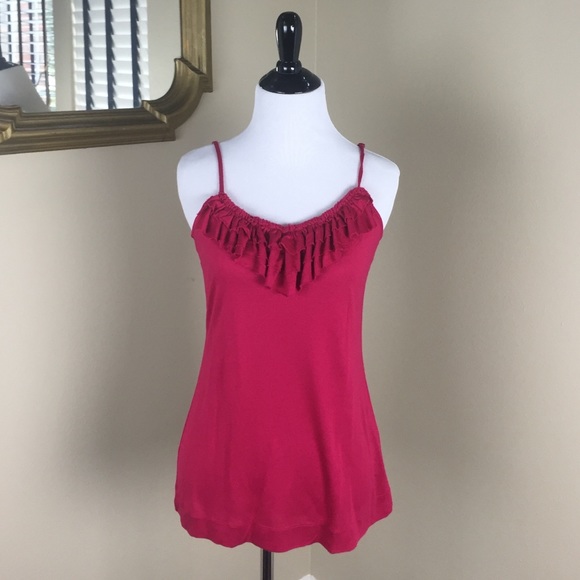 BANANA REPUBLIC Hot Pink Ruffle Tank Top Size Med