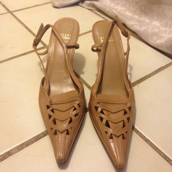 Stuart Weitzman tan sling backs