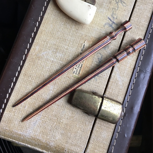 Wood hair sticks.