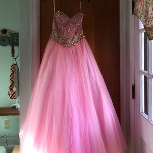 Pink ball gown prom dress