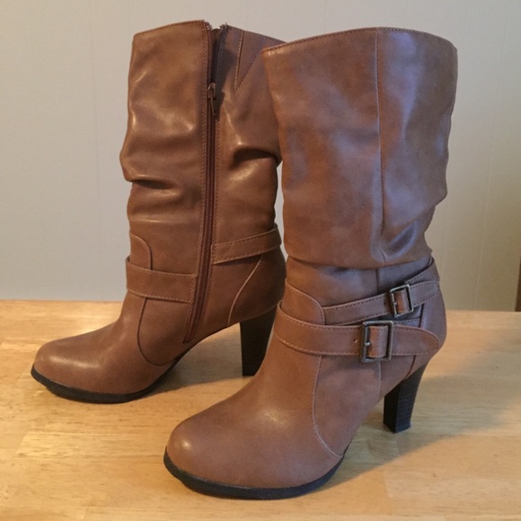 Leather high heel boots-never been worn!