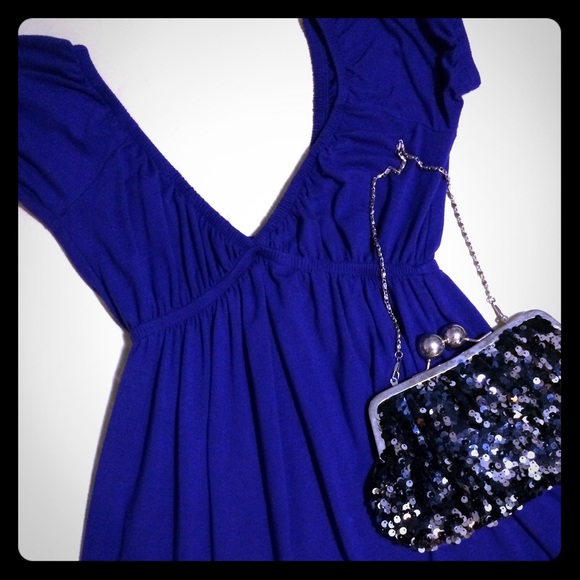 V neck blueish purplish alloy dress