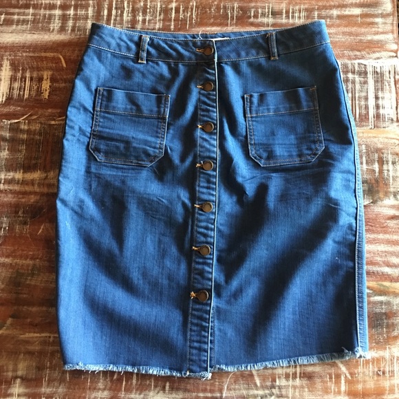 Button down denim skirt