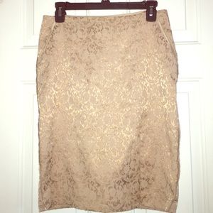 Peach/Gold Pencil Skirt w/ Slit Zipper