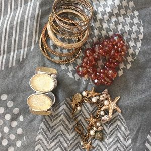 Bracelets Bundle! Gold Bangles ,Sea charms, Beaded