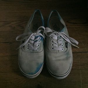 DIY Blue Acid Wash Vans Lo Pro Authentic Sneakers