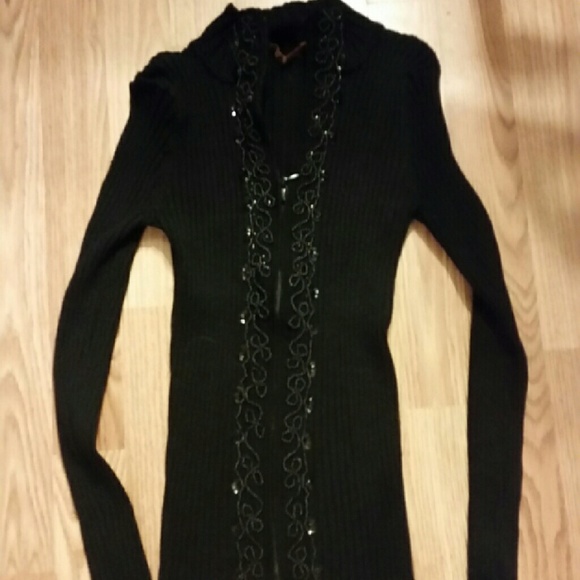 Belldini beaded zip sweater med