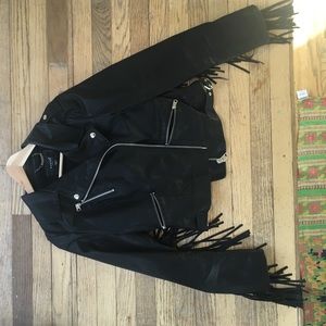 Fringe vegan leather jacket