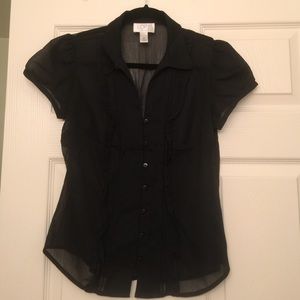 Ann Taylor Loft Sheer Black Top