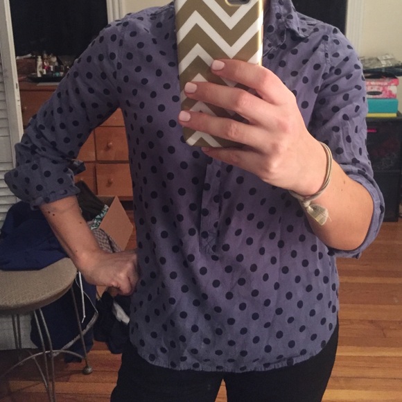 J.crew polka dot popover shirt