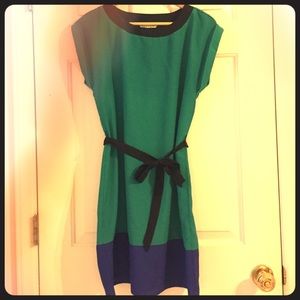 Colorblock Tunic Dress w/ Sash