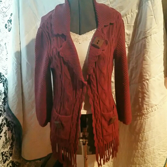 Cranberry Fringe Sweater