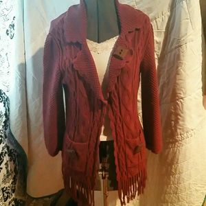 Cranberry Fringe Sweater
