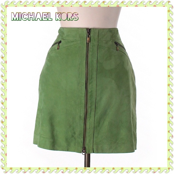 Michael Kors Dresses & Skirts - 🍀Lime Green Suede Leather Michael Kors Skirt🍀