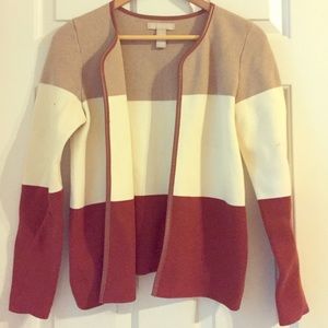 Banana Republic Colorblock Cardigan w Leather Trim
