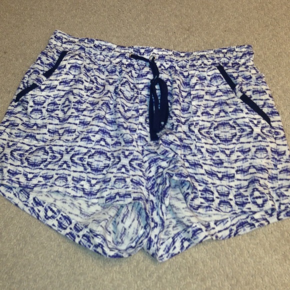 Blue and White Patterned Shorts