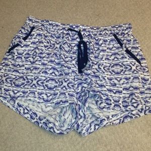 Blue and White Patterned Shorts