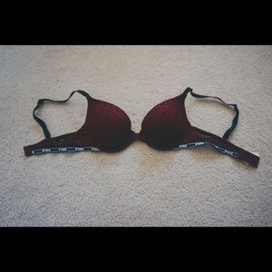 PINK Push-Up Bra - burgundy/maroon