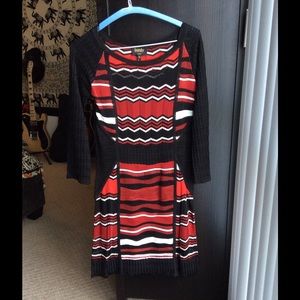 Black Red & White Striped Dress