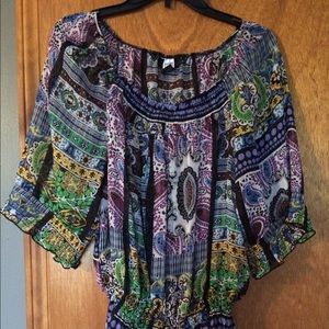 Paisley print sheer blouse