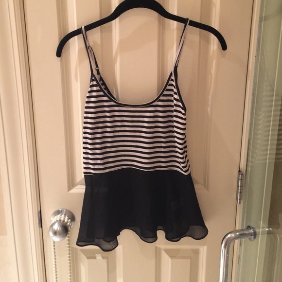 Striped top with ruffle