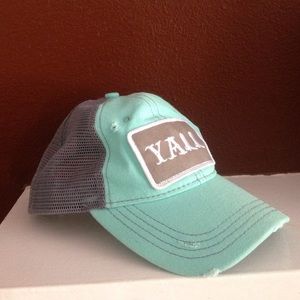 Turquoise and Grey ball cap