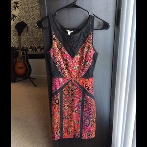 Short Red Patterned Lace Dress