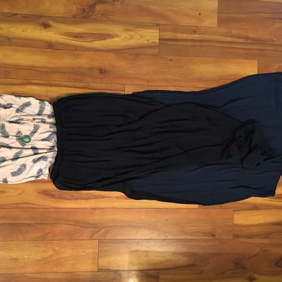 ZARA navy double slit maxi skirt.
