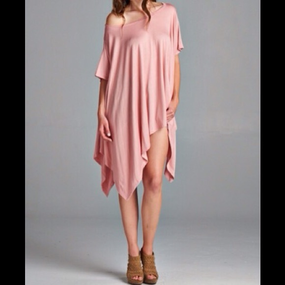 Dusty Pink Asymmetrical Tunic - Picture 2 of 4
