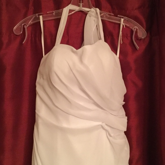 Full length white evening gown