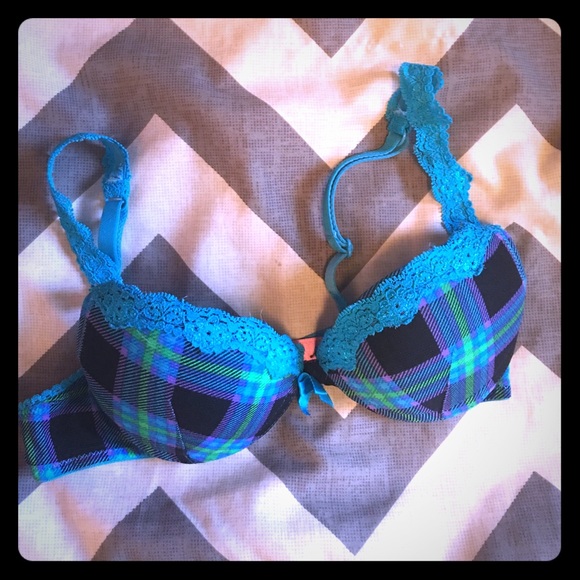 Plaid push up bra