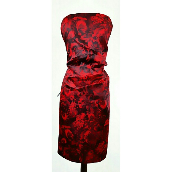 SOLD! Ann Taylor Red Rose Print Dress - Picture 2 of 4