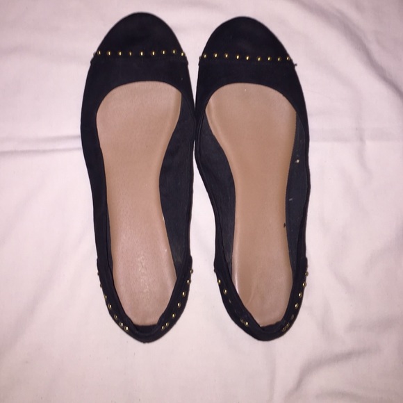 Black and gold flats