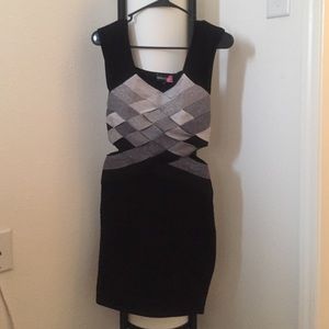 Black and silver dress with sides cut out