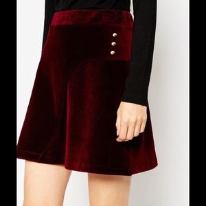 ASOS  cord a-line skirt with button detail