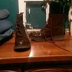 Patent leather boots